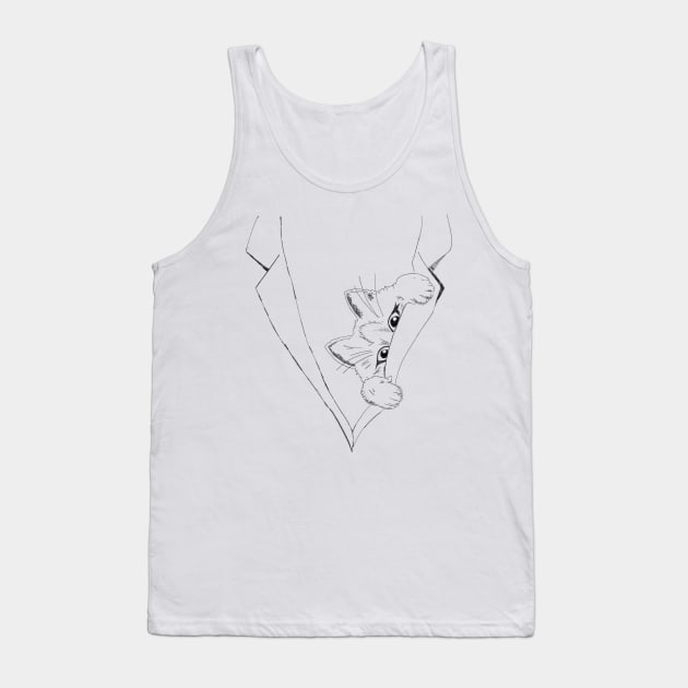 Cat Hiding in the Shirt Tank Top by spacemedia